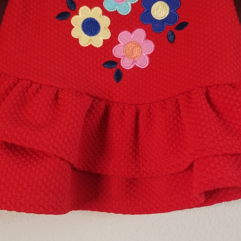 Nanette Kids Red Tiered Ruffle Embroidered Top - Picture 3 of 7